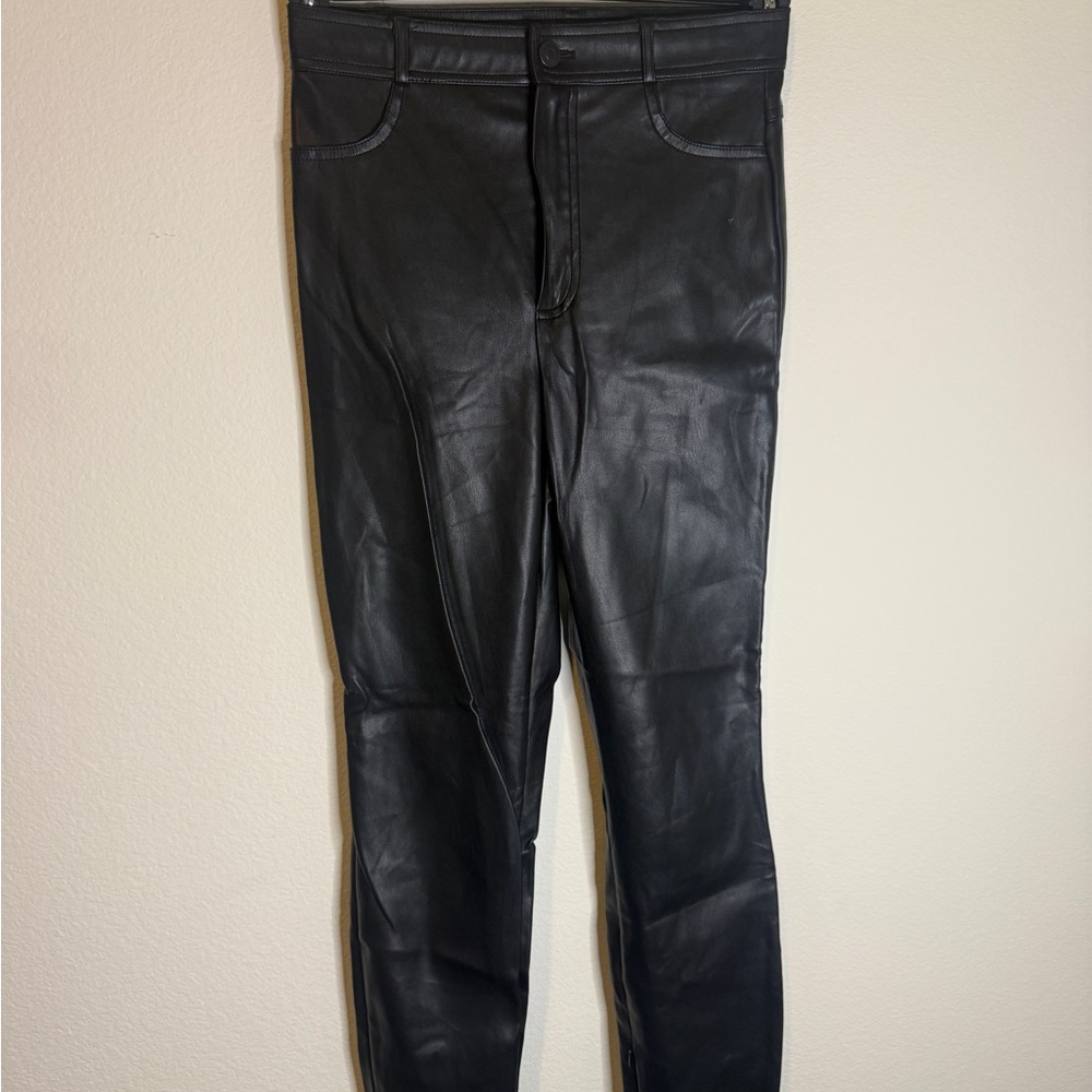 Zara Black Faux Leather Skinny Jeans - Picture 2 of 4